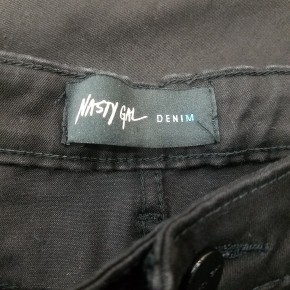 NWT Nasty Gal Jeans Womens 26 Let It Ride Black Moto Skinny - Picture 6 of 7